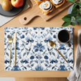thumbnail image 2 of Spring Floral Placemats Set of 4, Dark Blue Flowers Green Leaves Watercolor Farmhouse Non-Slip Place Mats Washable Table Mats for Kitchen Dining Table Decorations Indoor/Outdoor, 2 of 9
