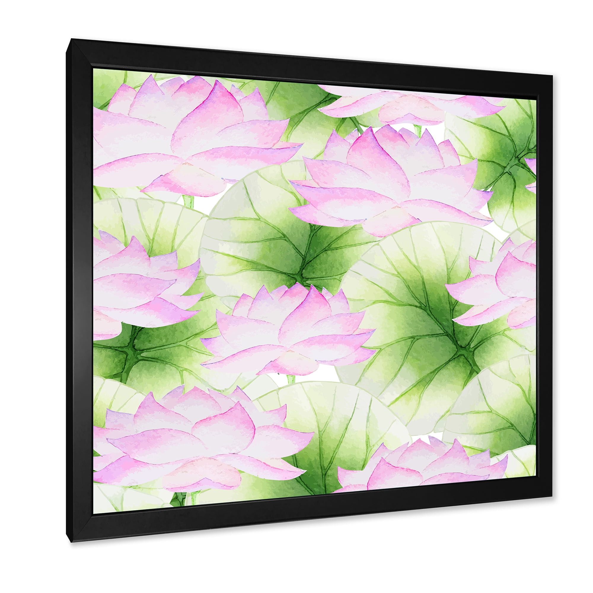 Designart 'Ancient Pink Lotuses In The Pond IX' Traditional Framed Art Print
