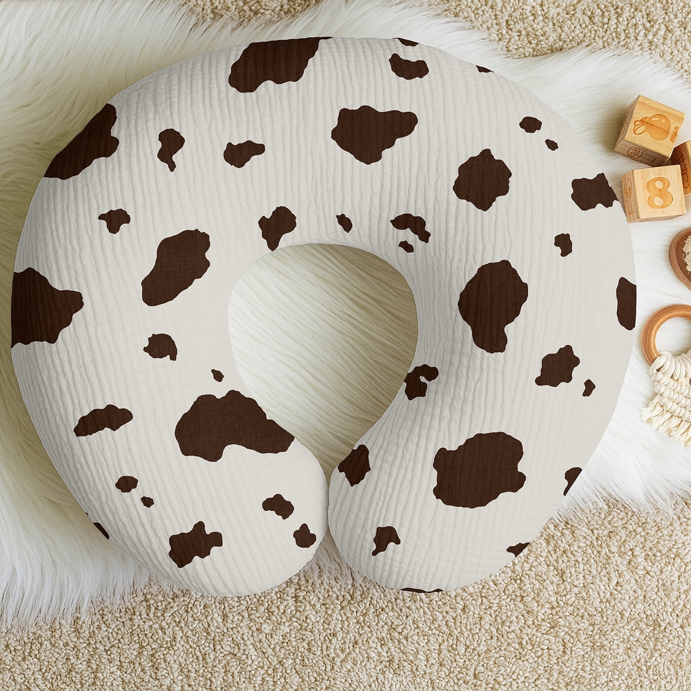 Sweet Jojo Designs Wild West Cowboy Cow Print Boy, Girl, Unisex/Gender Neutral Muslin 100% Cotton Nursing Pillow Cover
