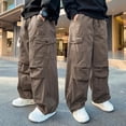 thumbnail image 6 of JUMEYU Cargo Pants for Boys Slim Kids Boys Cargo Pants Athletic Sports Pants Summer Casual Quick Dry Pants Size 11-12 (Brown,11-12 Years), 6 of 6