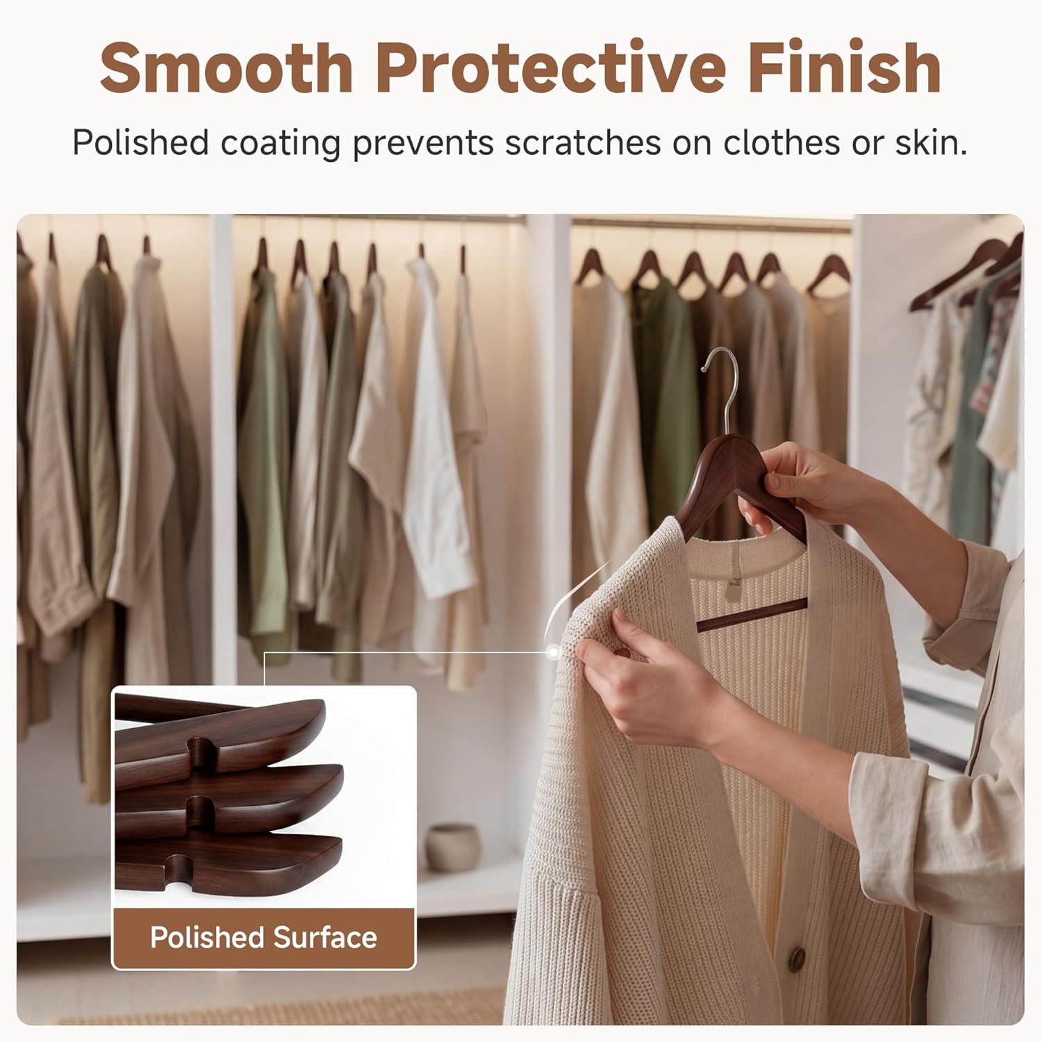Storageworks Wood Hangers 20 Pack, Premium Wooden Coat Hangers with Contoured Shoulders, Non-Slip Pant Bar, Heavy Duty Suit Hangers, Walnut