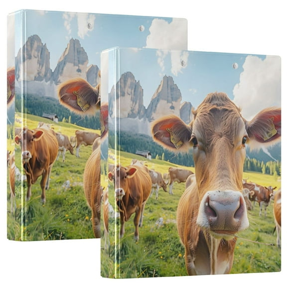 Cows Cattle Hang Out Hardcover 3 Ring Binder 1.5” Round Rings Binder Organizer Letter Size Paper Pockets School Office Supplies