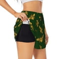 thumbnail image 2 of Bixox Women's Hohey Bee pattern 2 in 1 Running Shorts - Lightweight Athletic Workout Gym Yoga Shorts Liner with Pockets - Medium, 2 of 7