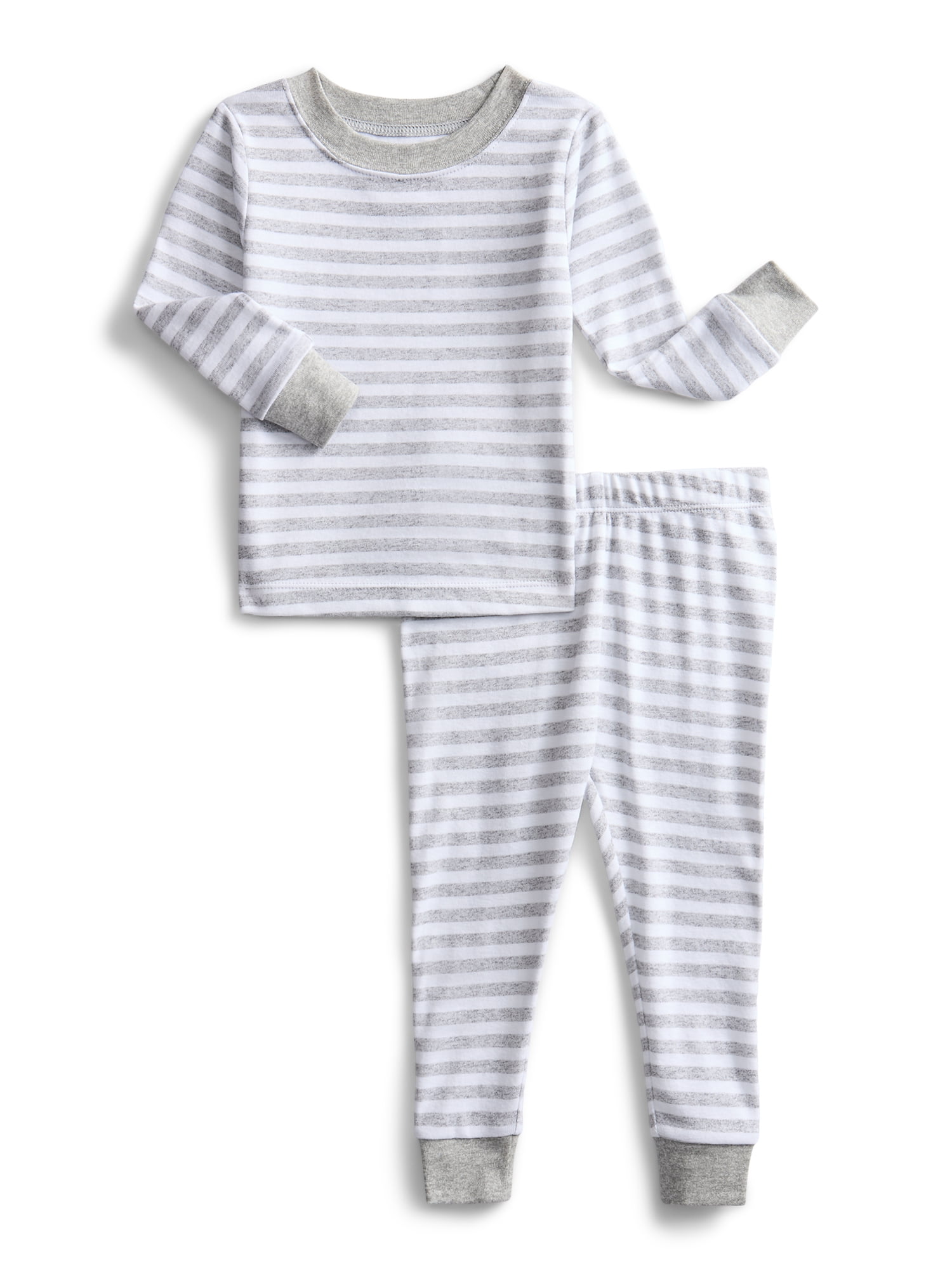 Wonder Nation Toddler Boys or Girls Cotton Snug Fit Long Sleeve Pajama Top and Pants Set, 4-Piece, Sizes 12M-5T