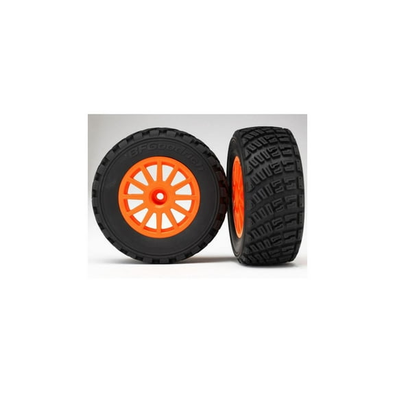 Traxxas Wheel, Org&Gravel Pattern Tires(2),Assm:1/10 Rally