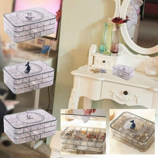 Fiudx Organizador de Joyas, Diseño Transparente Multicapa, Ahorra Espacio, Evita Nudos, Visibilidad Clara, Perfecto para Pendientes, Collares y Anillos, Tamaño 18 X 12,2 X 7 Cm.