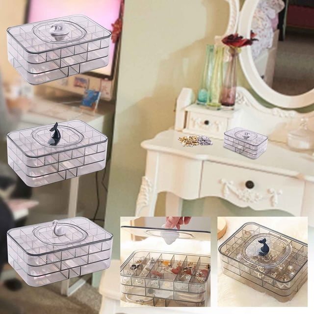 Multi-layer Jewelry Organizer, Compartmentalized Storage Box, Acrylic Material, Adjustable Dividers, For Earrings, Necklaces, Rings, Travel Safe, Office Desk Accessory, Fine Jewelry Protection,