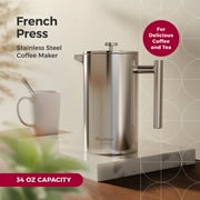 MuellerLiving Stainless Steel Double Insulated 8-Cup French Press Coffee Maker