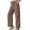Coffee, variant on Womens Cargo Pants Drawstring Elastic Waist Long Straight Trousers Wide Leg Versatile Windproof Sports Hiking Pants With Pockets
