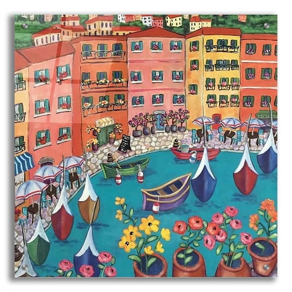 Epic Art 'Villefranche Sur Mer' by Holly Wojhan, Acrylic Glass Wall Art, 24"x24"