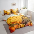 thumbnail image 3 of Castle Fairy Teens Women Men Sunflower Pumpkin 7-Piece Bedding Comforter Set,Autumn Harvest Pumpkin King Bedding Sets,Botanical Plants Ultra Soft Bed Sheets,Lightweight Room Decor, 3 of 8