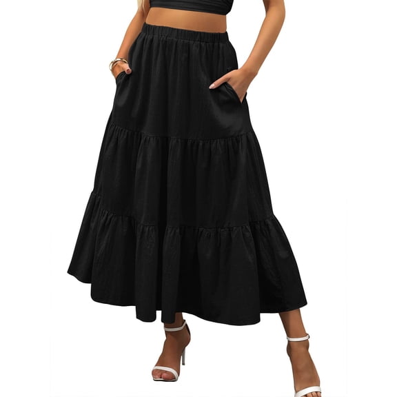 Boho Maxi Skirts for Women Summer Long Floral Print High Waist A-Line Beach Skirt Fashionable Vacation Outfit and Trendy Style