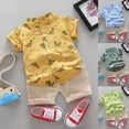 thumbnail image 4 of Gerichy Toddler Baby Boy Clothes Shorts Set Dinosaur Print Shirt Short Sleeve Button Down Top Solid Shorts Summer Outfit, 4 of 4