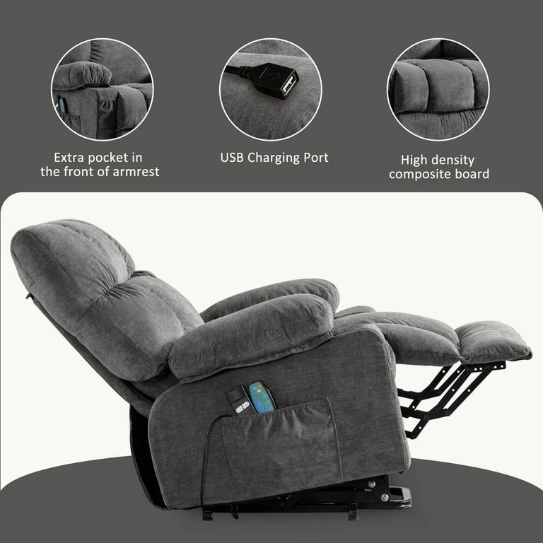 BTMWAY Power Reclining Lift Chair for Elderly, Heated Massage Sofa 