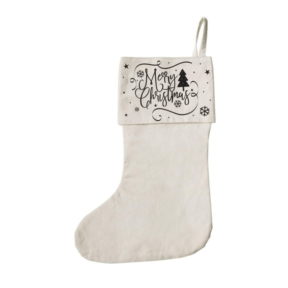 Merry Christmas Cotton Canvas Stocking