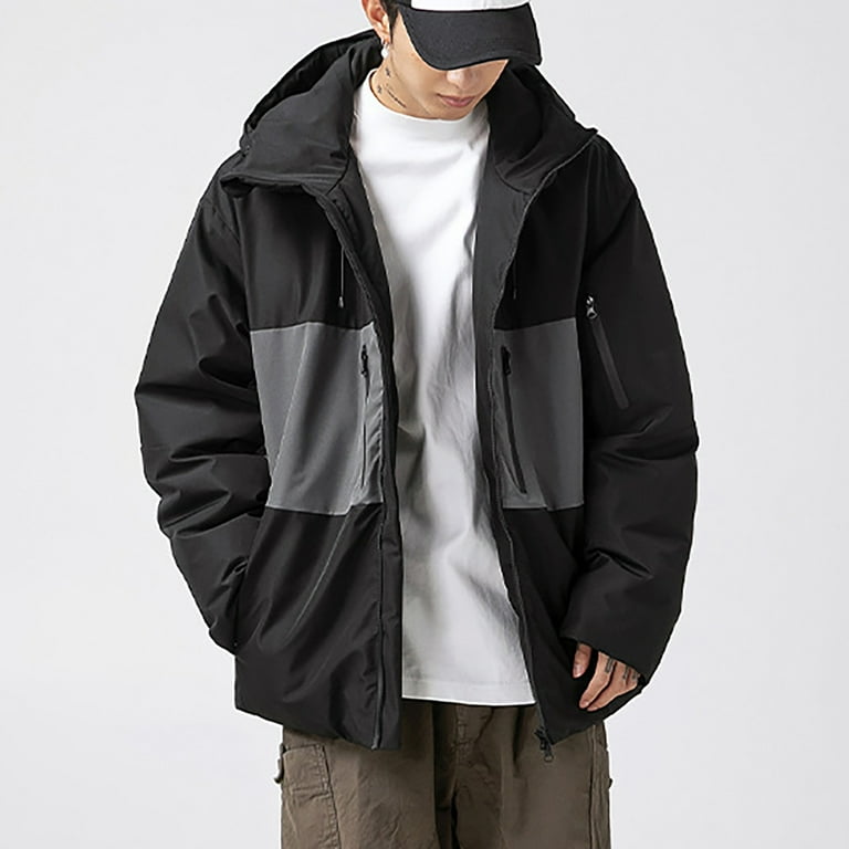 Windbreakers for Men Color Block Thick Windproof Water Proofing