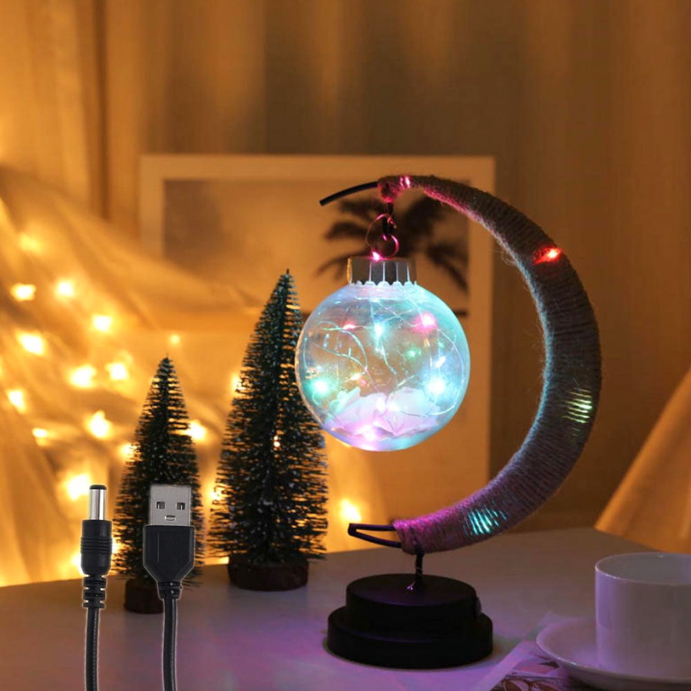 BUTORY Enchanted Moon Lamp LED Hanging Moon Lamp Memorial Moon Lamp  Nightlight with Holder Crescent Moon Ball Light Bedroom Bedside Table  Decoration