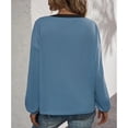 thumbnail image 4 of Cárdigan de mujer con escote en pico, paneles de cuadros medios, hombros caídos y diseño de botonadura sencilla - Azul marino S, 4 of 6