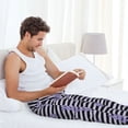 thumbnail image 7 of Mens Pajama Pants, Stripes and Sprigs of Lavender Soft Sleep & Lounge Pants for Men, Cuteness Casual PJ Bottoms Pants with Pockets, 7 of 7