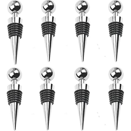 

8Pcs Wine Stoppers for Wine Bottles Stainless Steel Wine Saver Bottle Stopper Reusable Wine Corks for Beverage Silicone Wine Stopper For Gifts Holiday Party Wedding Bar