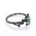 thumbnail image 4 of JeenMata Anillo de Compromiso de 4 Puntas con Diseño Botánico Ágata Verde Musgo Escénica de Corte en Forma de Pera de 1 Quilate; Baño de Oro Negro de 18 K sobre Plata, 4 of 6