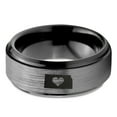 thumbnail image 2 of Tungsten Kansas Sunflower State Heart Band Ring 8mm Men Women Comfort Fit Black Step Bevel Edge Brushed Gray Polished, 2 of 4