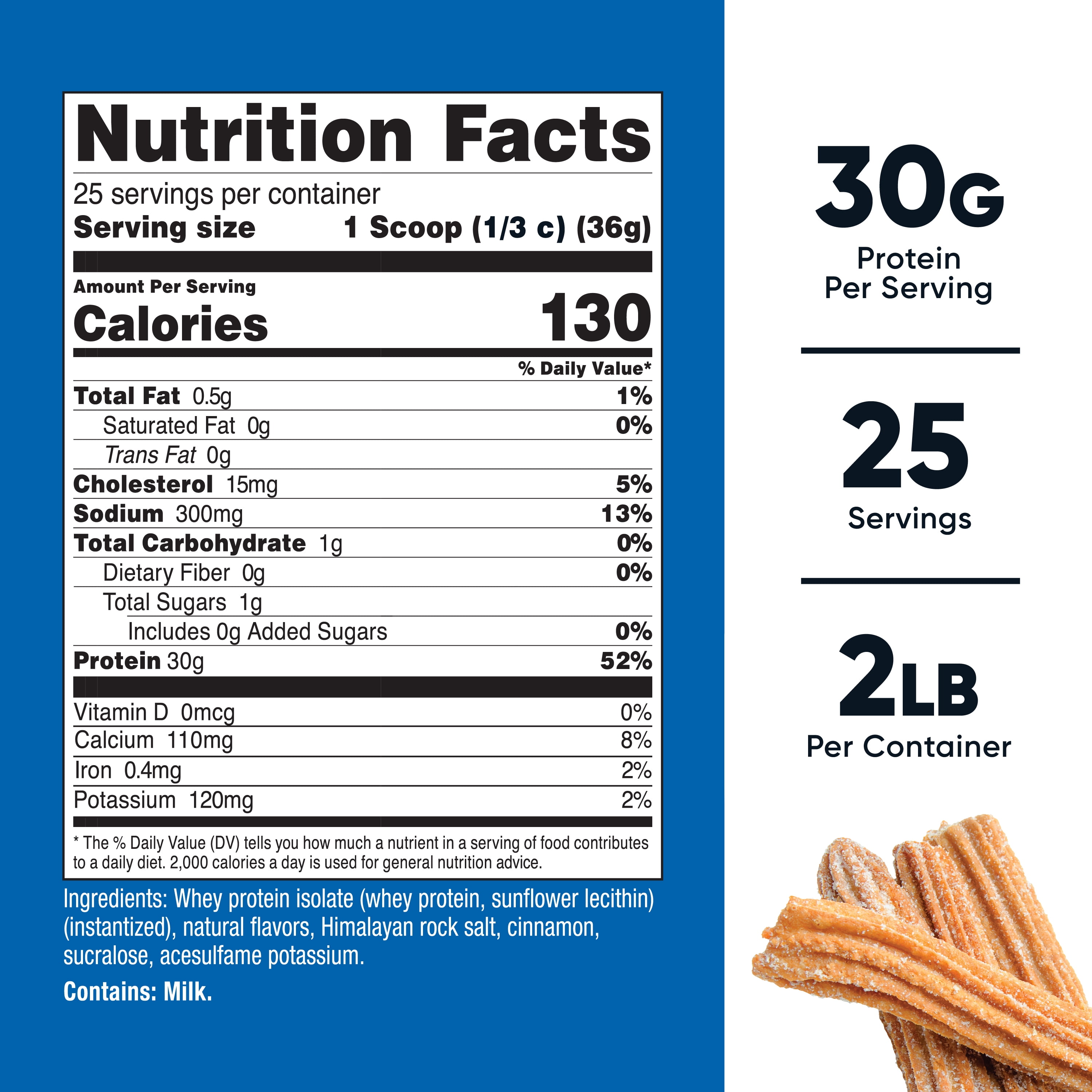 Nutricost Whey Protein Isolate 2 LB Churro Flavored - Non-GMO, Gluten-Free