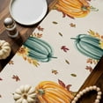thumbnail image 2 of Fall Orange Green Pumpkin Table Runner, Autumn Thanksgiving Kitchen Dining Table Decoration for Home Party Decor 13x90 Inches, 2 of 9