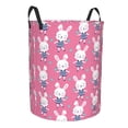 thumbnail image 2 of Daiia Rabbit Holding Flowers Round Laundry Basket with Handles Thickened Waterproof Circular hamper,Dirty Clothes Storage Basket for Bedroom,Bathroom,College Dorm-Small, 2 of 8