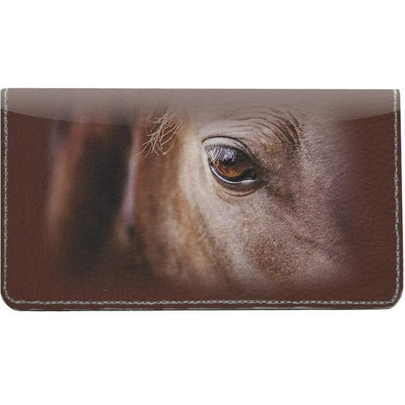 Horse Eyes Designer Checkbook Cover, Credit Card Slots & Pen Loop