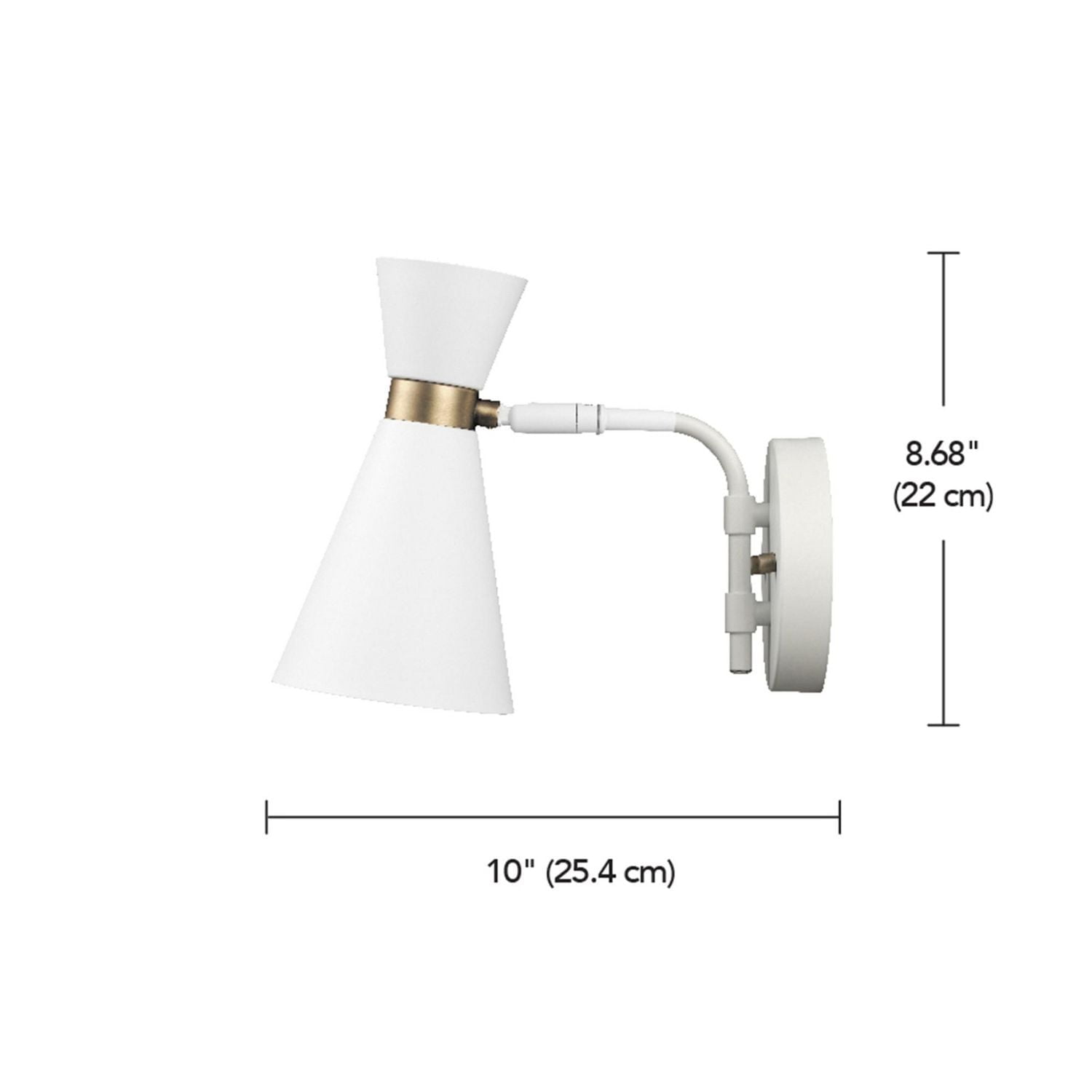 1-Light White Wall Sconce with Matte Brass Accents, 91004414