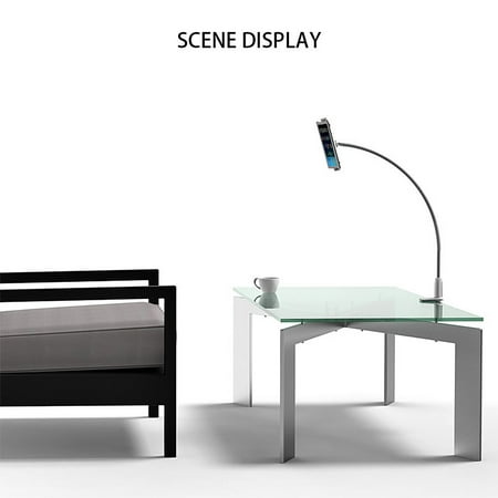 White Portable Plastic & Steel Desktop Stand Smart Phone Tablet Holder Stand for Desk Bed Stand Tablet Clamp Stands