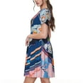 thumbnail image 2 of Uemuo Colorful Sushi Food Art Print Womens Summer Dress Casual Swing Short Sleeve Sundresses Beach A-line Shift Dress, 2 of 6