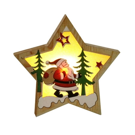 

Christmas Decorations Wooden Luminous Ornaments Scene Decoration Pendant
