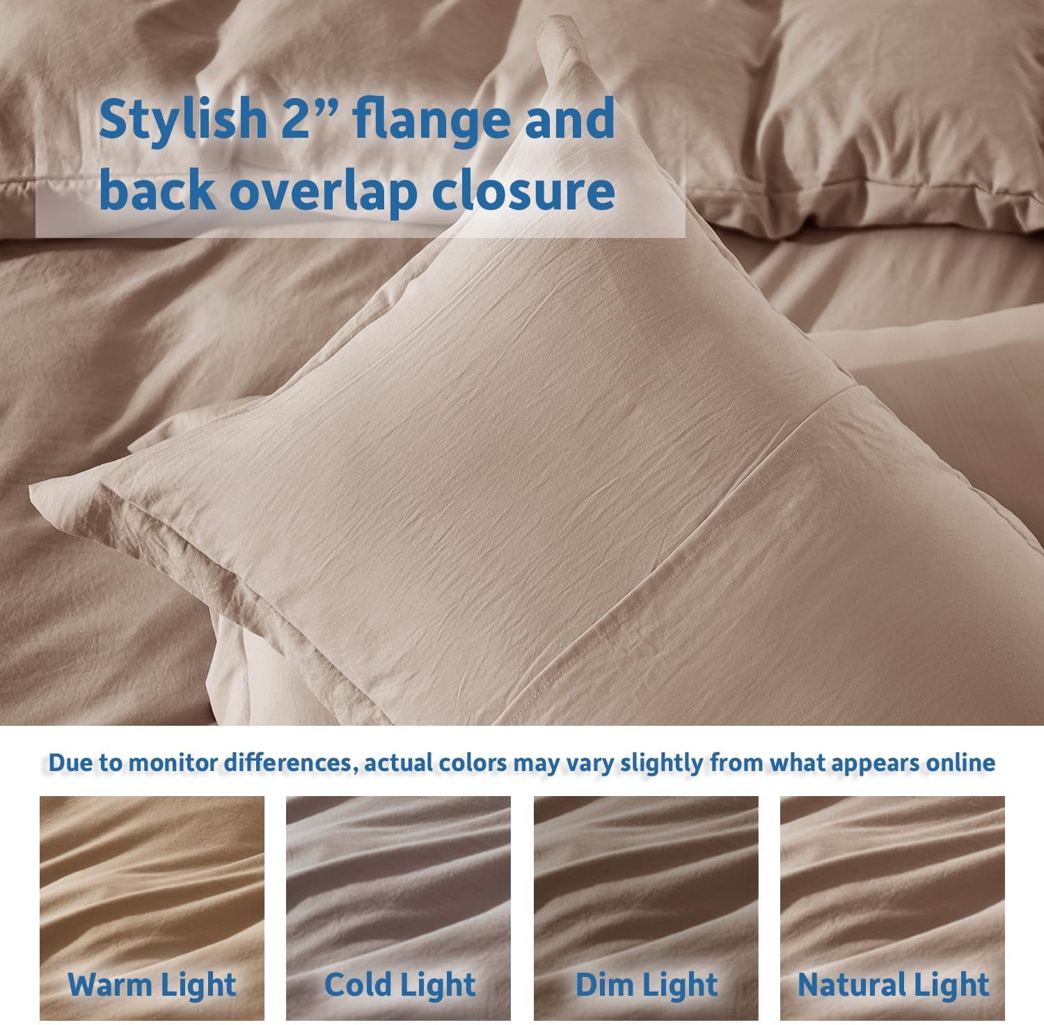 LammaLoe Duvet Cover King Size, Soft Prewashed 3-Piece Duvet Cover Bedding Set with Pillow Shams, Khaki