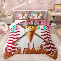 Castle Fairy Teenagers Ball Gamer Baseball Full Size Comforter Sets 3-Piece,Sport Theme Bedding Comforter Set,Ice Cream Cone Splash Lightweight Bedding Sets,Ultra Soft Home Decor,Reversible