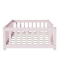 thumbnail image 6 of Bellemave Twin Size Floor Bed with Fence Montessori Floor Bed with Slats Sturdy Wood Floor Bed Twin with Safety Guardrail Twin Floor Bed for Bedroom, Pink, 6 of 10