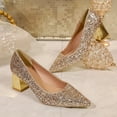 thumbnail image 4 of RXMEKW Plus Plus Blocks,Women's Sequined Pointed Toe Block Heels, 4 of 9