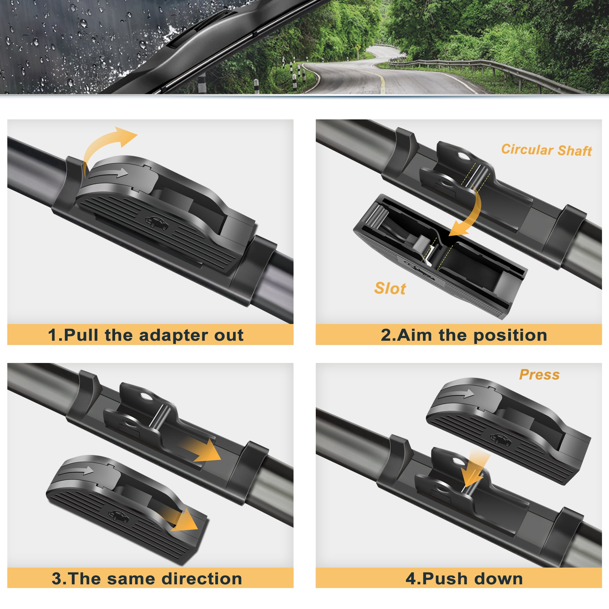 SOCOOL 3 wipers Fit For Volkswagen Golf 2010-2014, Front Rear Windshield Wiper Blades Replacement 24+19+PTB+11G (Set of 3),Y08W7A5W