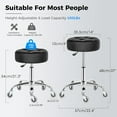 thumbnail image 2 of Rolling Stool with Wheels, Adjustable Stool Heavy Duty 450lb, 360° Swive Rolling Chair for Massage Spa Medical Tattoo, PU Thick Seat Padding Salon Chair(Black), 2 of 5