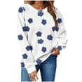 thumbnail image 3 of ClodeEU Women's Floral Print Long Sleeve Sweatshirts ,Casual Crew Neck Loose Going Out Pullover Tops White,Womens Plus XXL, 3 of 7