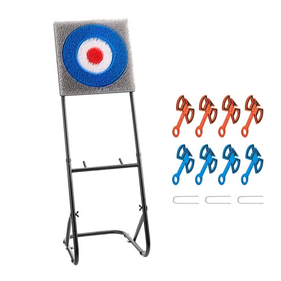 KFFKFF Axe Throwing Game Set with Plastic Bristle Target, Includes 8 Axes, Foldable Steel Frame for Easy Storage, Stable Design for Indoor and Outdoor Use, Perfect for Backyard, Yard, and Carnival