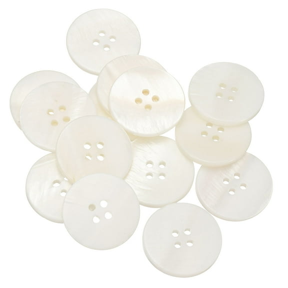14Pack Natural Shell Button, 4 Hole 23mm Round Mother of Pearl Buttons, White