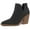 Black Nubuck, variant on Pennysue Women's Middle Heel Ankle Booties Light Brown Thick Heeled Stacked Short Boots Size 6.5M