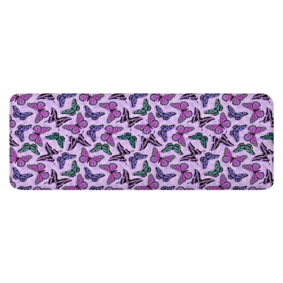 Purple Butterfly Pattern Kitchen Rug Mat,Kitchen Runner Rugs Non Skid Washable,Decorative Kitchen Floor Mats for Kitchen,Sink,Laundry,17"x47.2"