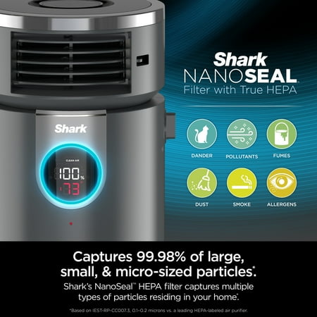 Shark - 3-in-1 Air Purifier, Heater & Fan with NanoSeal HEPA, Cleansense IQ, Odor Lock, for 500 Sq. Ft - Grey
