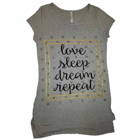 

Womens Gray Love Sleep Dream Repeat Sleep Shirt Nightgown Medium
