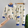 thumbnail image 2 of Odeerbi Infant Boys Spring Fall Outfits Cartoon Print Cotton Pajama Sets 6M-10Y Kids Thin Tops Jogger Pants Two Piece Set Sleepwear Lounge Sets Infant Clothes Khaki, 2 of 3