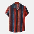 thumbnail image 4 of IROINNID Men's Casual Short Sleeve Blouse With Stripe Printed, 4 of 9
