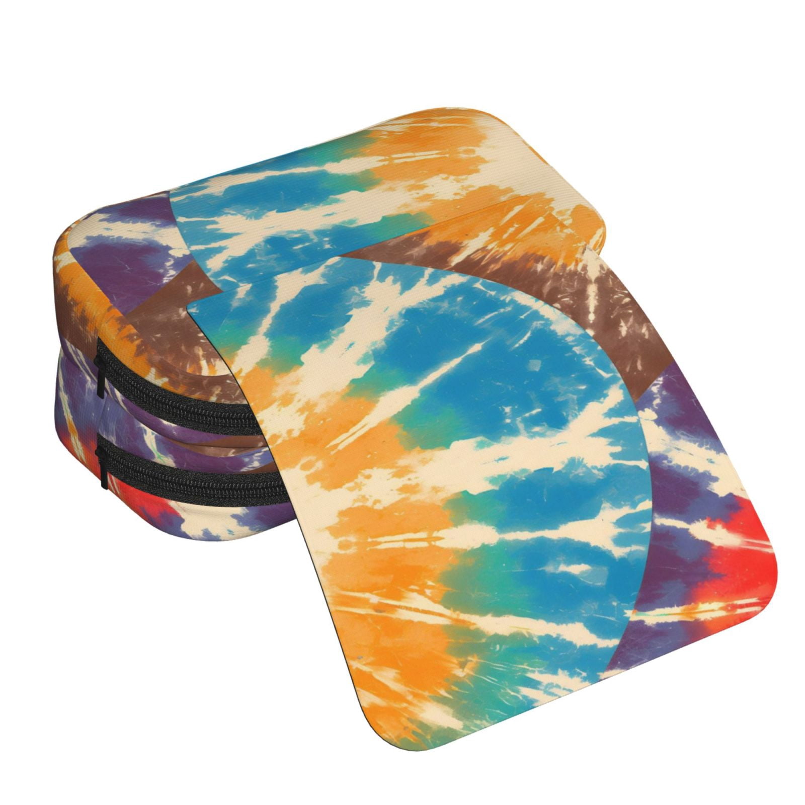 Large-Capacity Flip-Top Double-Layer Pencil Case, Multi-Functional Pocket Pen Case, Durable Stationery Organizer Brown Tie-Dye Background Rainbow Colors